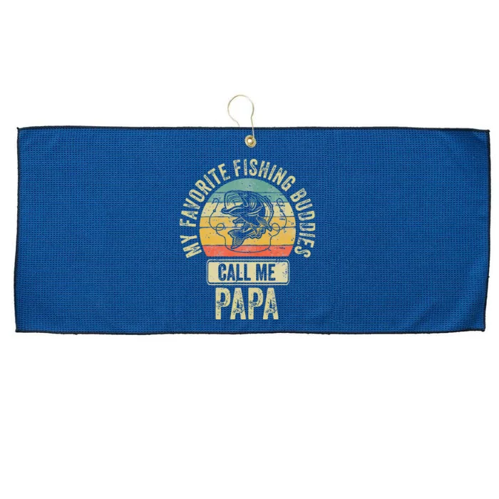 My Favorite Fishing Buddies Call Me Papa Fisherman Large Microfiber Waffle Golf Towel