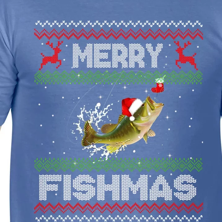 Merry Fishmas Funny Ugly Fishing Christmas Bass Fish Funny Gift Comfort Colors T-Shirt