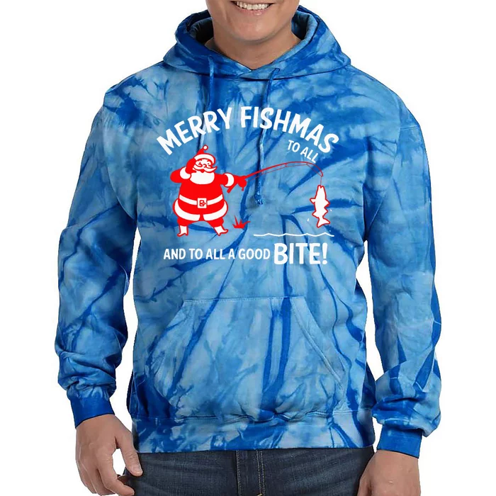 Merry Fishmas Funny Fish Fishing Fisherman Christmas Xmas Tie Dye Hoodie