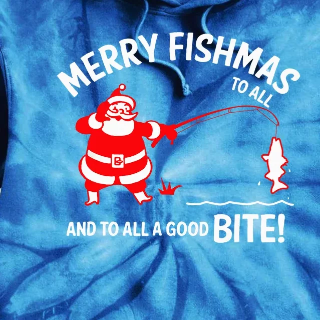 Merry Fishmas Funny Fish Fishing Fisherman Christmas Xmas Tie Dye Hoodie