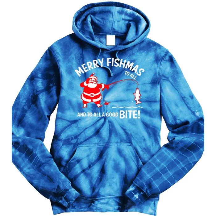 Merry Fishmas Funny Fish Fishing Fisherman Christmas Xmas Tie Dye Hoodie