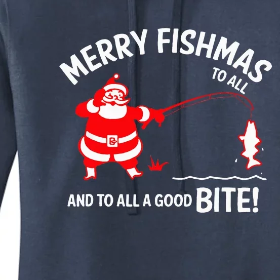 Merry Fishmas Funny Fish Fishing Fisherman Christmas Xmas Women's Pullover Hoodie