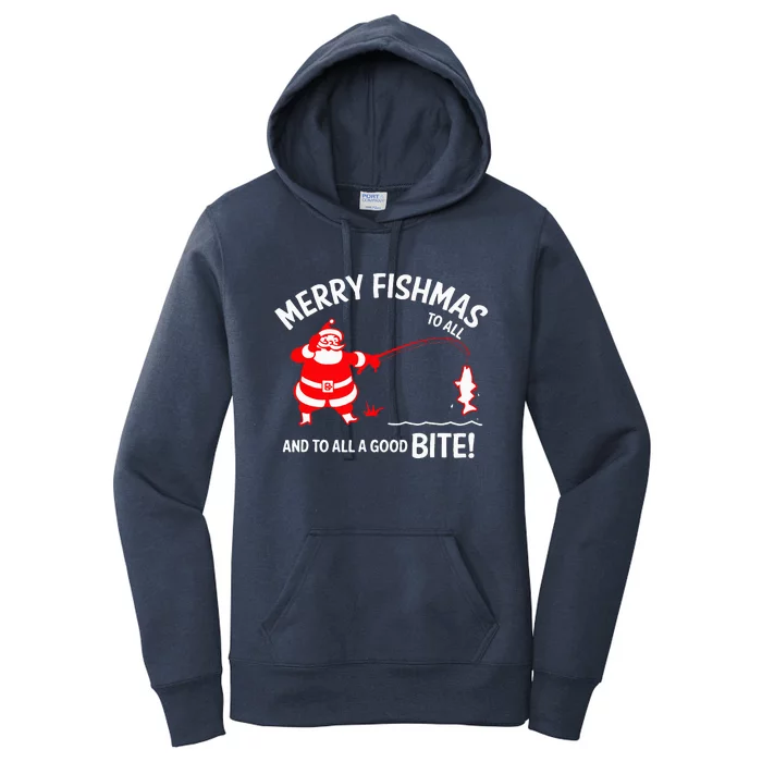 Merry Fishmas Funny Fish Fishing Fisherman Christmas Xmas Women's Pullover Hoodie