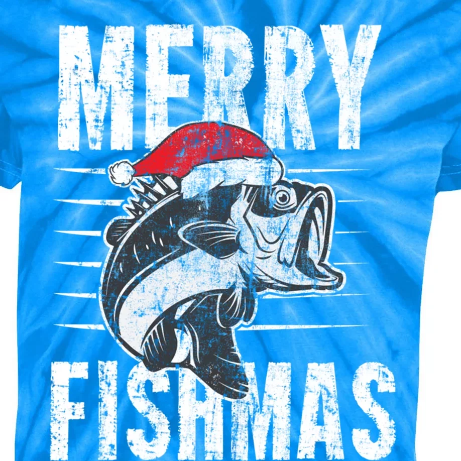 Merry Fishmas Funny Gift Funny Fishing Christmas Gift Kids Tie-Dye T-Shirt