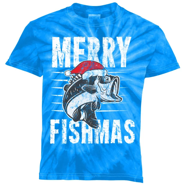 Merry Fishmas Funny Gift Funny Fishing Christmas Gift Kids Tie-Dye T-Shirt