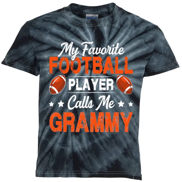 My Favorite Football Player Calls Me Grammy Football Lover Kids Tie-Dye T-Shirt