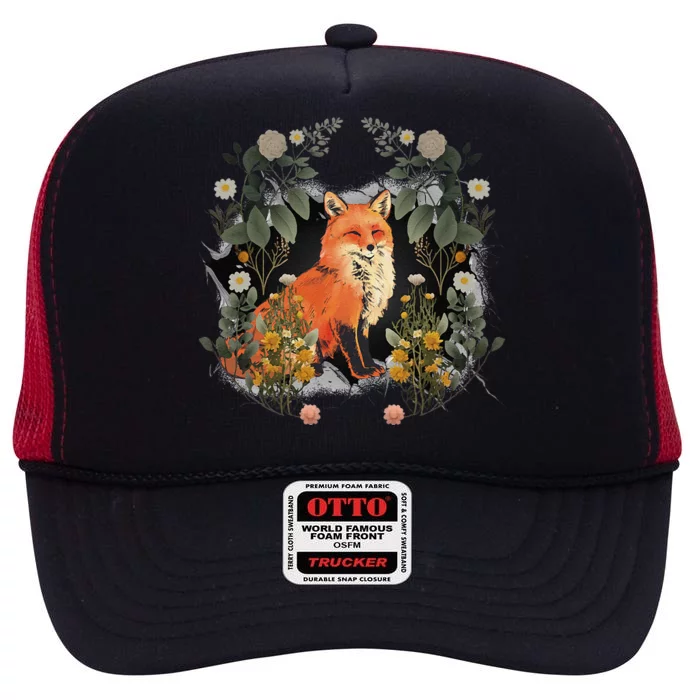 Mystical Fox Fairy Tale Forest Animals Forest Dwellers Nature Children High Crown Mesh Trucker Hat