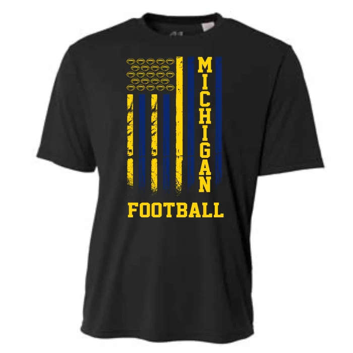 Michigan Football Fan American Flag Cooling Performance Crew T-Shirt