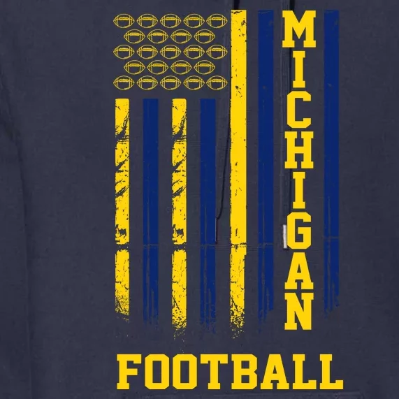 Michigan Football Fan American Flag Premium Hoodie