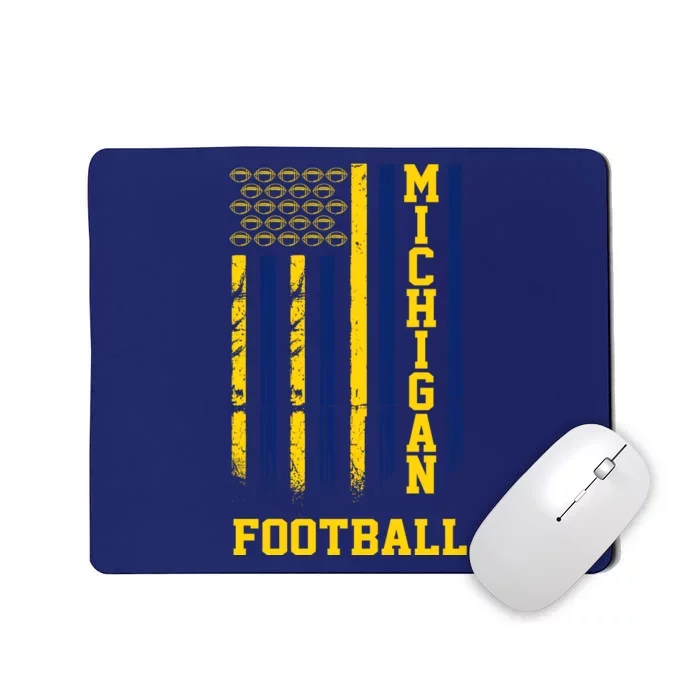 Michigan Football Fan American Flag Mousepad