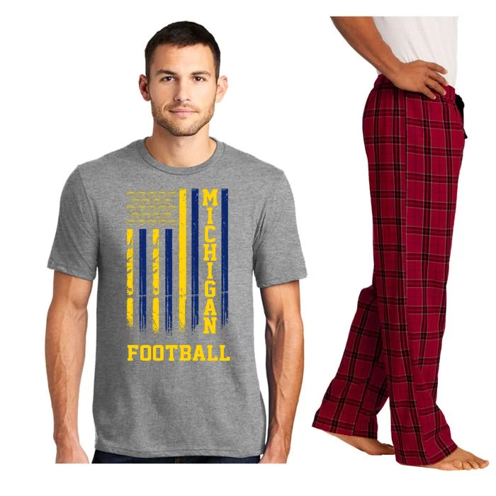 Michigan Football Fan American Flag Pajama Set