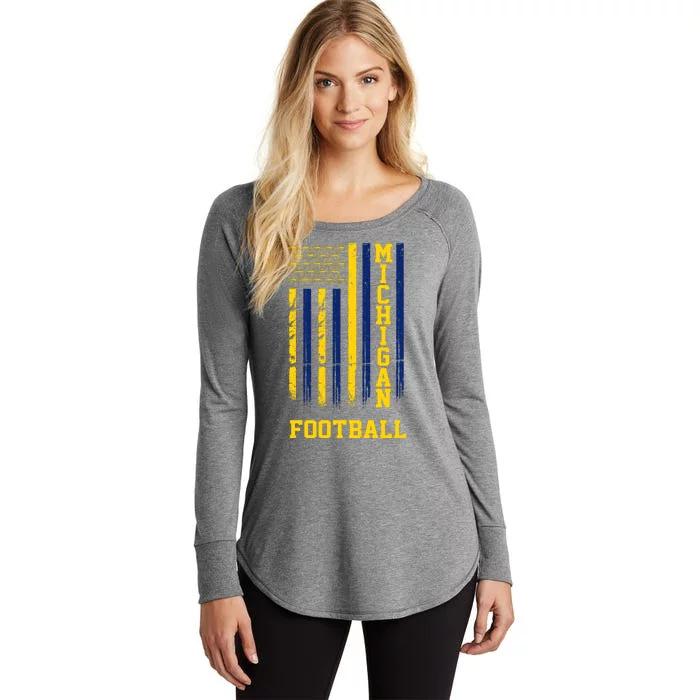 Michigan Football Fan American Flag Women's Perfect Tri Tunic Long Sleeve Shirt