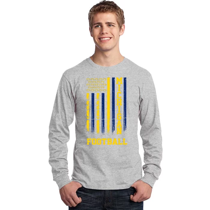 Michigan Football Fan American Flag Tall Long Sleeve T-Shirt