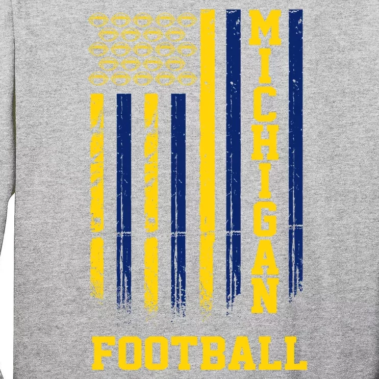 Michigan Football Fan American Flag Tall Long Sleeve T-Shirt