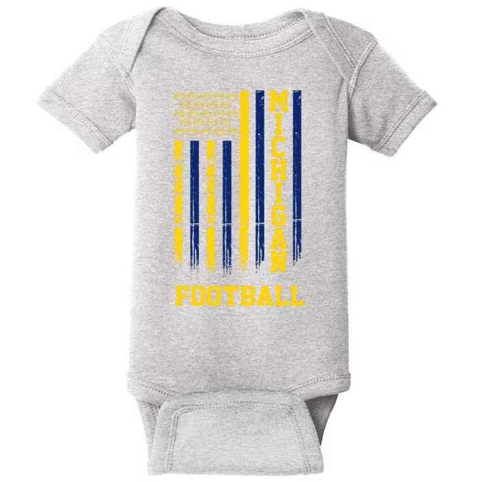 Michigan Football Fan American Flag Baby Bodysuit