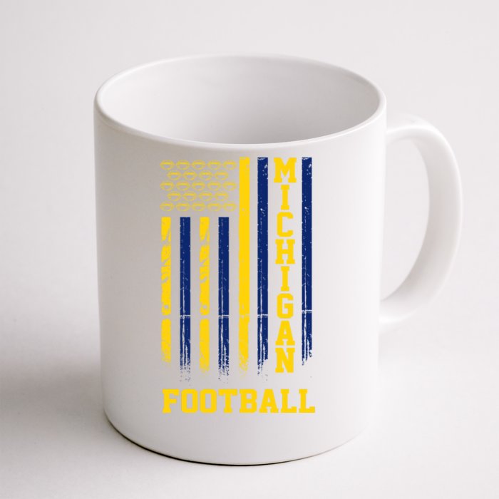 Michigan Football Fan American Flag Front & Back Coffee Mug