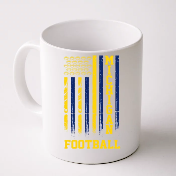 Michigan Football Fan American Flag Front & Back Coffee Mug