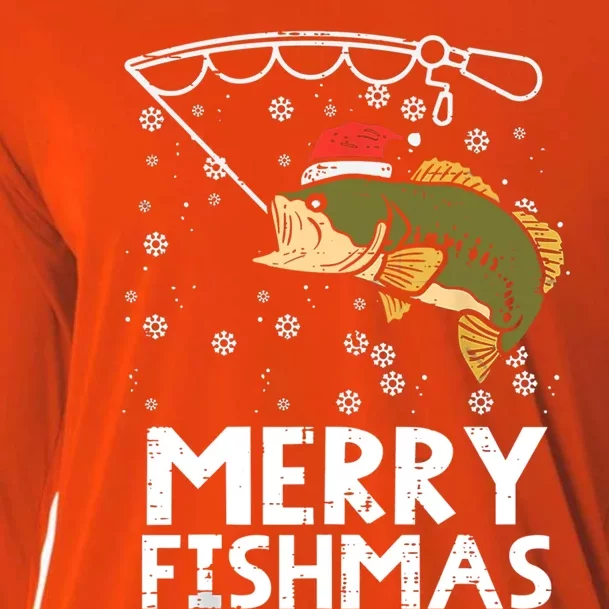 Merry Fishmas Fish Fishing Christmas Pajamas Christmas Gift Cooling Performance Long Sleeve Crew