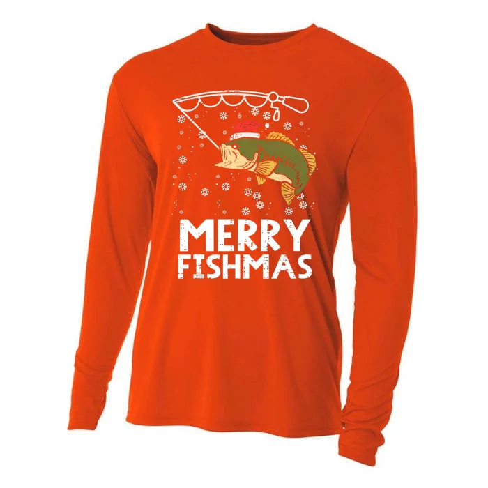 Merry Fishmas Fish Fishing Christmas Pajamas Christmas Gift Cooling Performance Long Sleeve Crew