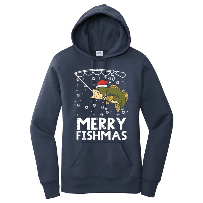 Merry Fishmas Fish Fishing Christmas Pajamas Christmas Gift Women's Pullover Hoodie