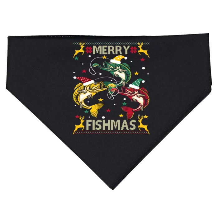 Merry Fishmas Fish Fishing Xmas Christmas Gift USA-Made Doggie Bandana