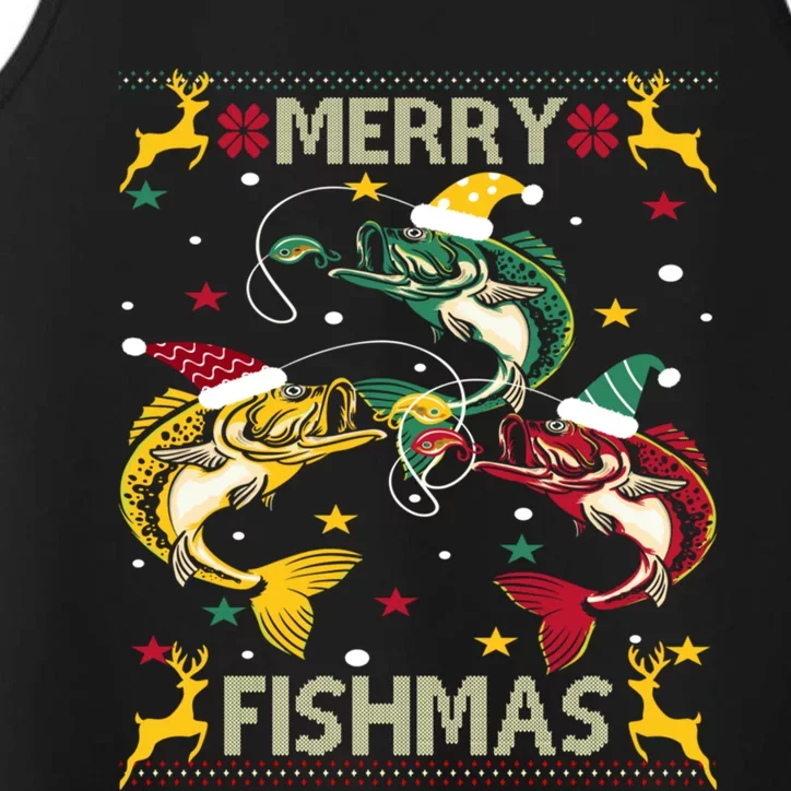 Merry Fishmas Fish Fishing Xmas Christmas Gift Performance Tank