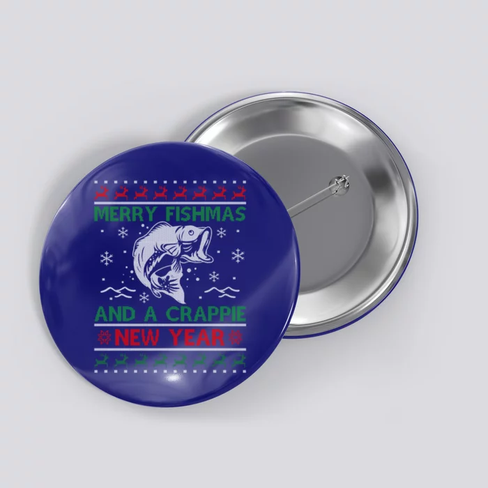 Merry Fishmas Fishing Funny Xmas Crappie For Fisher Gift Button