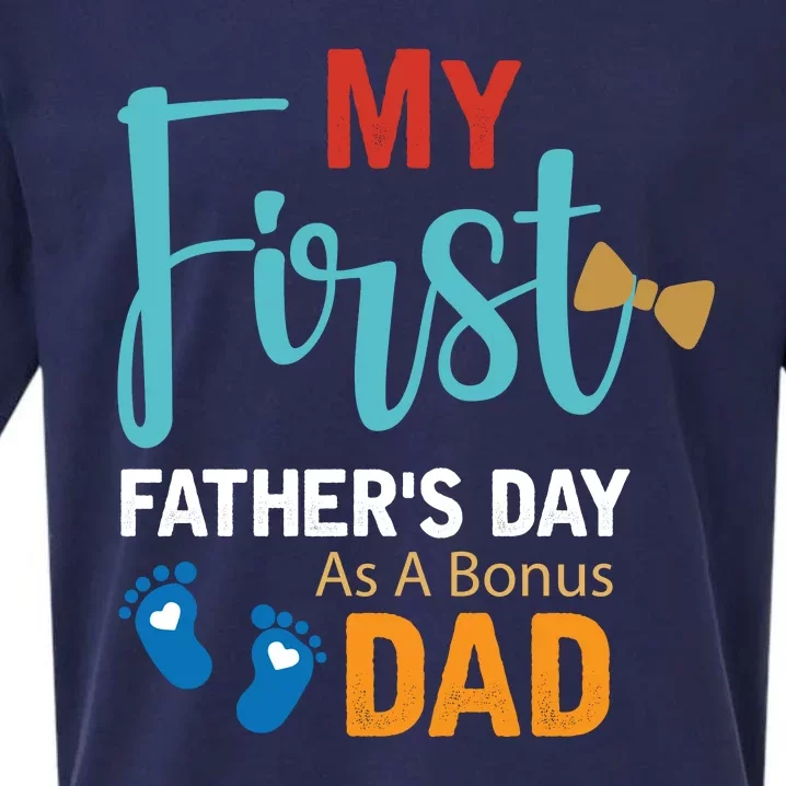 My First Father's Day As A Bonus Dad Funny Gift Sueded Cloud Jersey T-Shirt