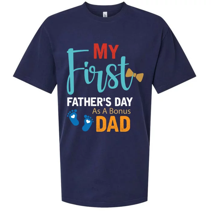 My First Father's Day As A Bonus Dad Funny Gift Sueded Cloud Jersey T-Shirt