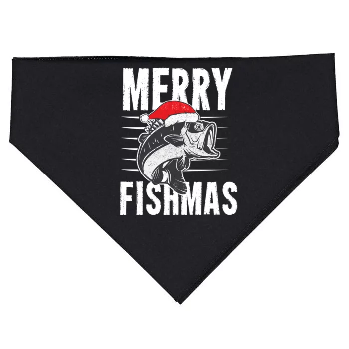 Merry Fishmas Funny Christmas Fishing Gift Great Gift USA-Made Doggie Bandana