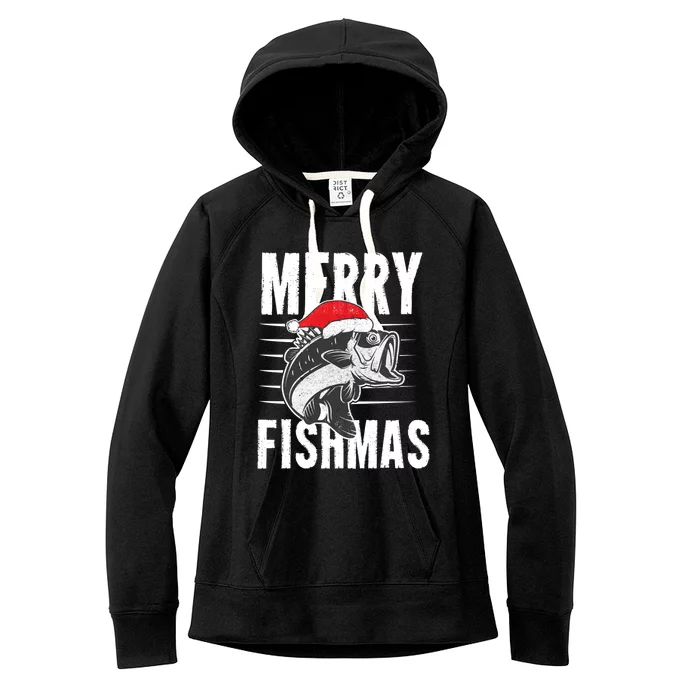 Merry Fishmas Funny Christmas Fishing Gift Great Gift Women's Fleece Hoodie