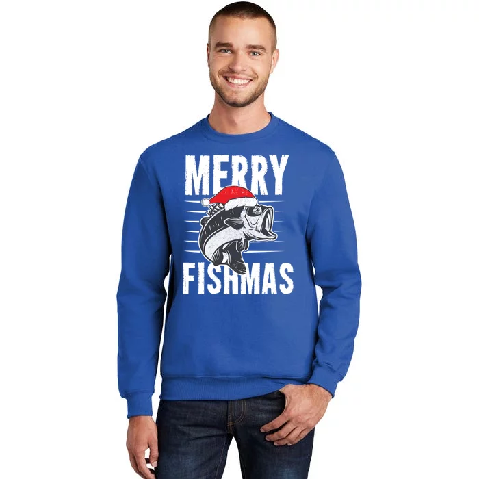 Merry Fishmas Funny Christmas Fishing Gift Great Gift Tall Sweatshirt