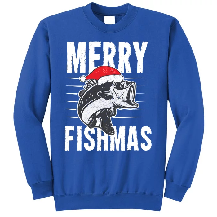 Merry Fishmas Funny Christmas Fishing Gift Great Gift Tall Sweatshirt