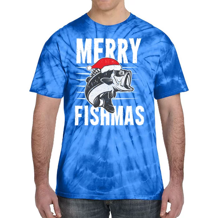 Merry Fishmas Funny Christmas Fishing Gift Great Gift Tie-Dye T-Shirt