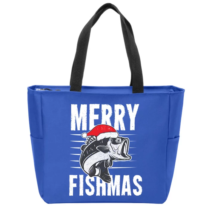 Merry Fishmas Funny Christmas Fishing Gift Great Gift Zip Tote Bag