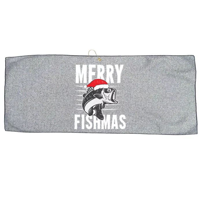 Merry Fishmas Funny Christmas Fishing Gift Great Gift Large Microfiber Waffle Golf Towel