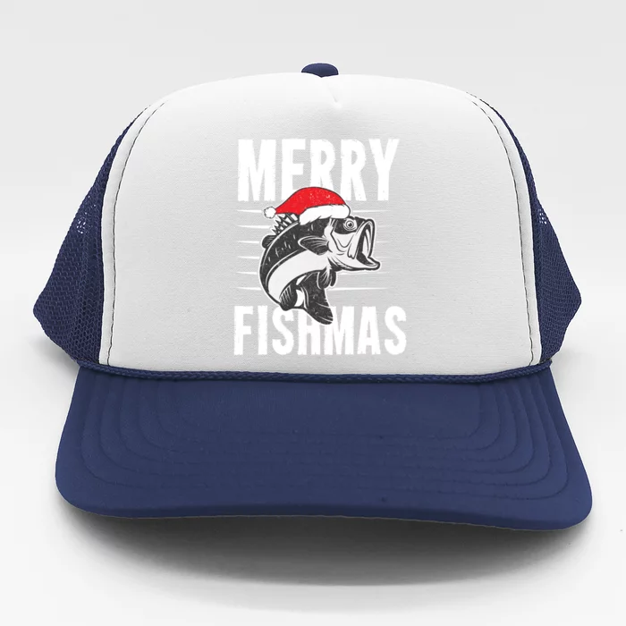 Merry Fishmas Funny Christmas Fishing Gift Great Gift Trucker Hat