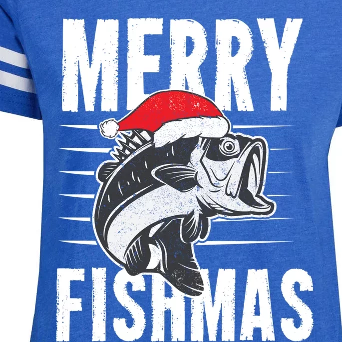 Merry Fishmas Funny Christmas Fishing Gift Great Gift Enza Ladies Jersey Football T-Shirt