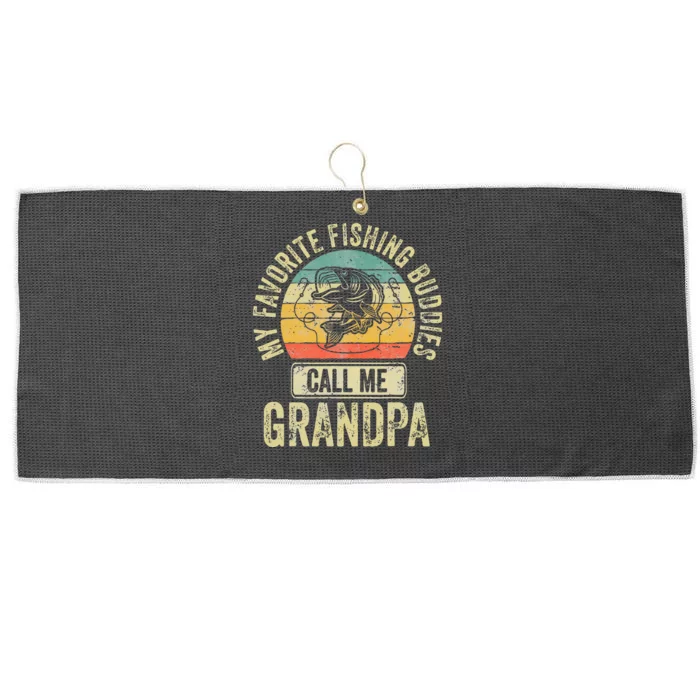 My Favorite Fishing Buddies Call Me Grandpa Fisherman Large Microfiber Waffle Golf Towel