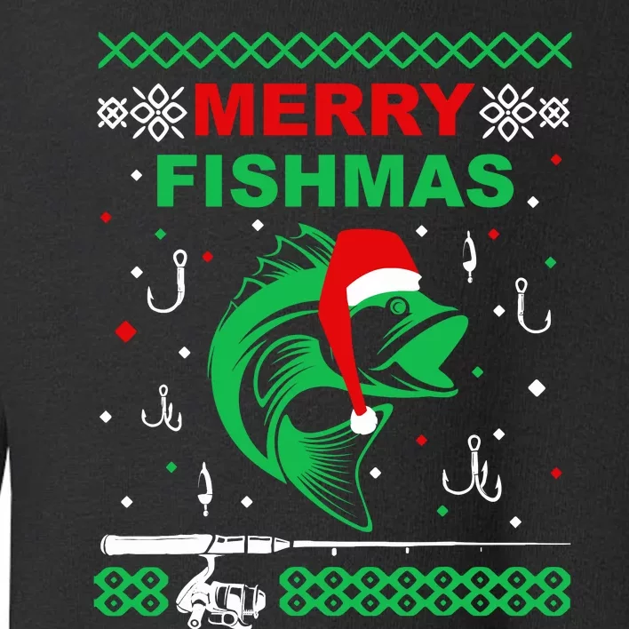 Merry Fishmas Funny Fishing Ugly Christmas Sweater Boy Toddler Sweatshirt