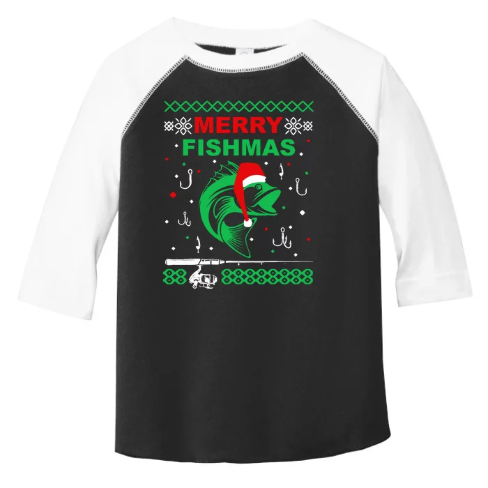 Merry Fishmas Funny Fishing Ugly Christmas Sweater Boy Toddler Fine Jersey T-Shirt