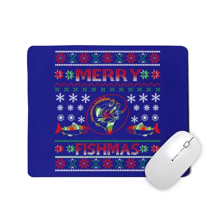 Merry Fishmas Funny Fish Fishing Fisher Ugly Christmas Gift Mousepad