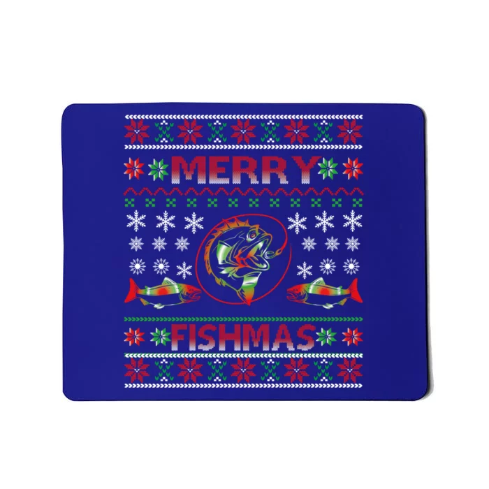 Merry Fishmas Funny Fish Fishing Fisher Ugly Christmas Gift Mousepad