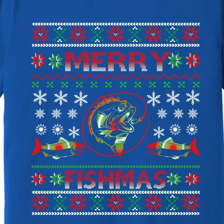 Merry Fishmas Funny Fish Fishing Fisher Ugly Christmas Gift Premium T-Shirt