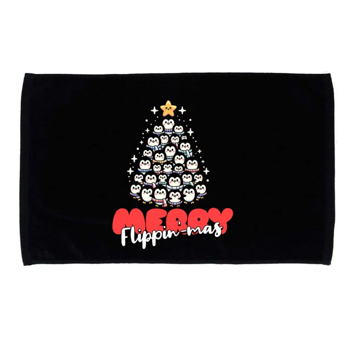 Merry FlippinMas Funny Penguins Christmas Tree Great Gift Microfiber Hand Towel