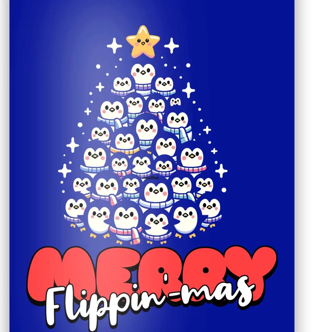 Merry FlippinMas Funny Penguins Christmas Tree Great Gift Poster