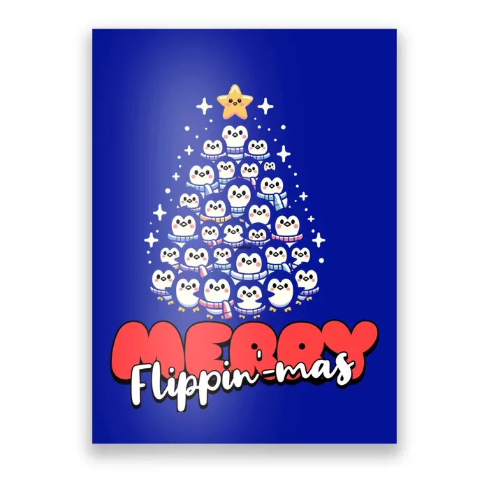 Merry FlippinMas Funny Penguins Christmas Tree Great Gift Poster