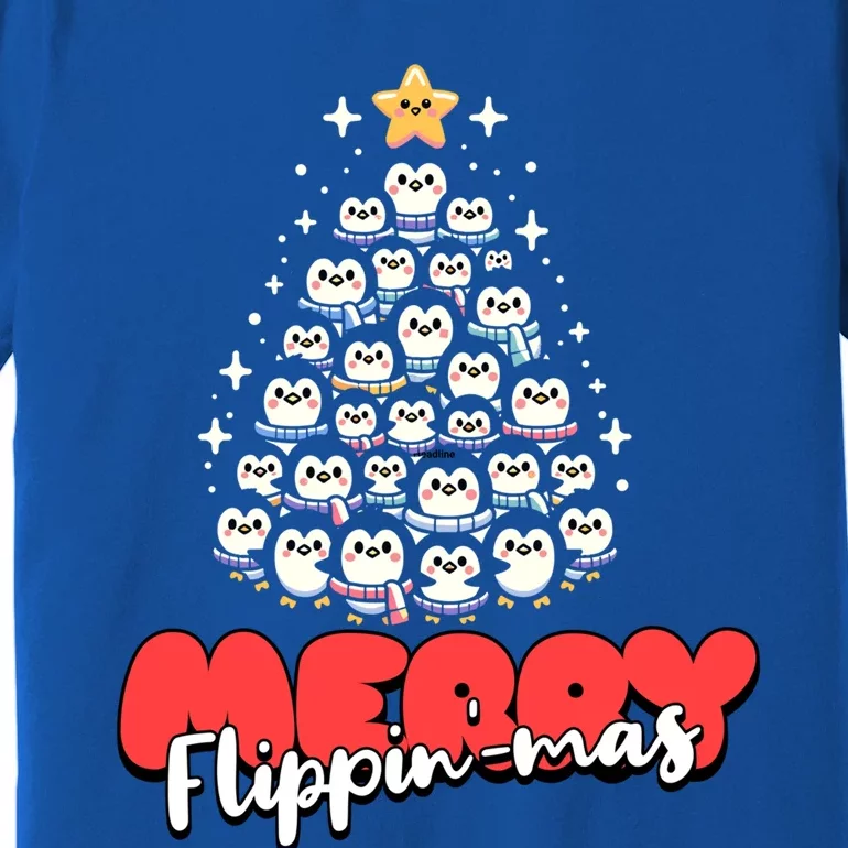 Merry FlippinMas Funny Penguins Christmas Tree Great Gift Premium T-Shirt