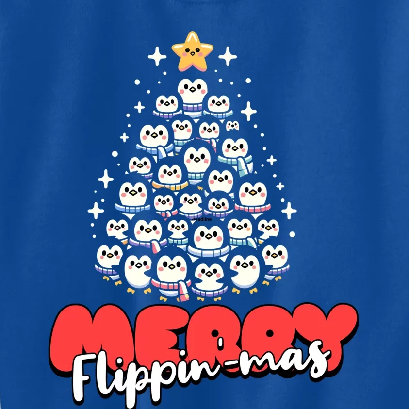 Merry FlippinMas Funny Penguins Christmas Tree Great Gift Kids Sweatshirt