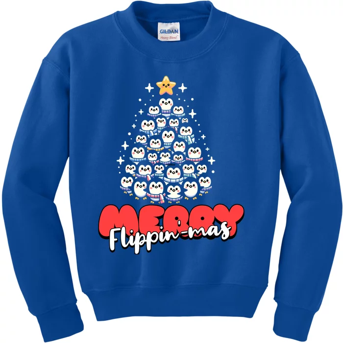 Merry FlippinMas Funny Penguins Christmas Tree Great Gift Kids Sweatshirt